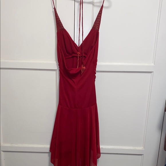 City Triangles Small Red Ruched Ruffled High Low Dress - Picture 3 of 9